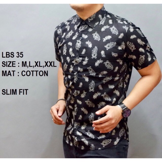 BATIK COWOK SLIMFIT PENDEK LBS 35