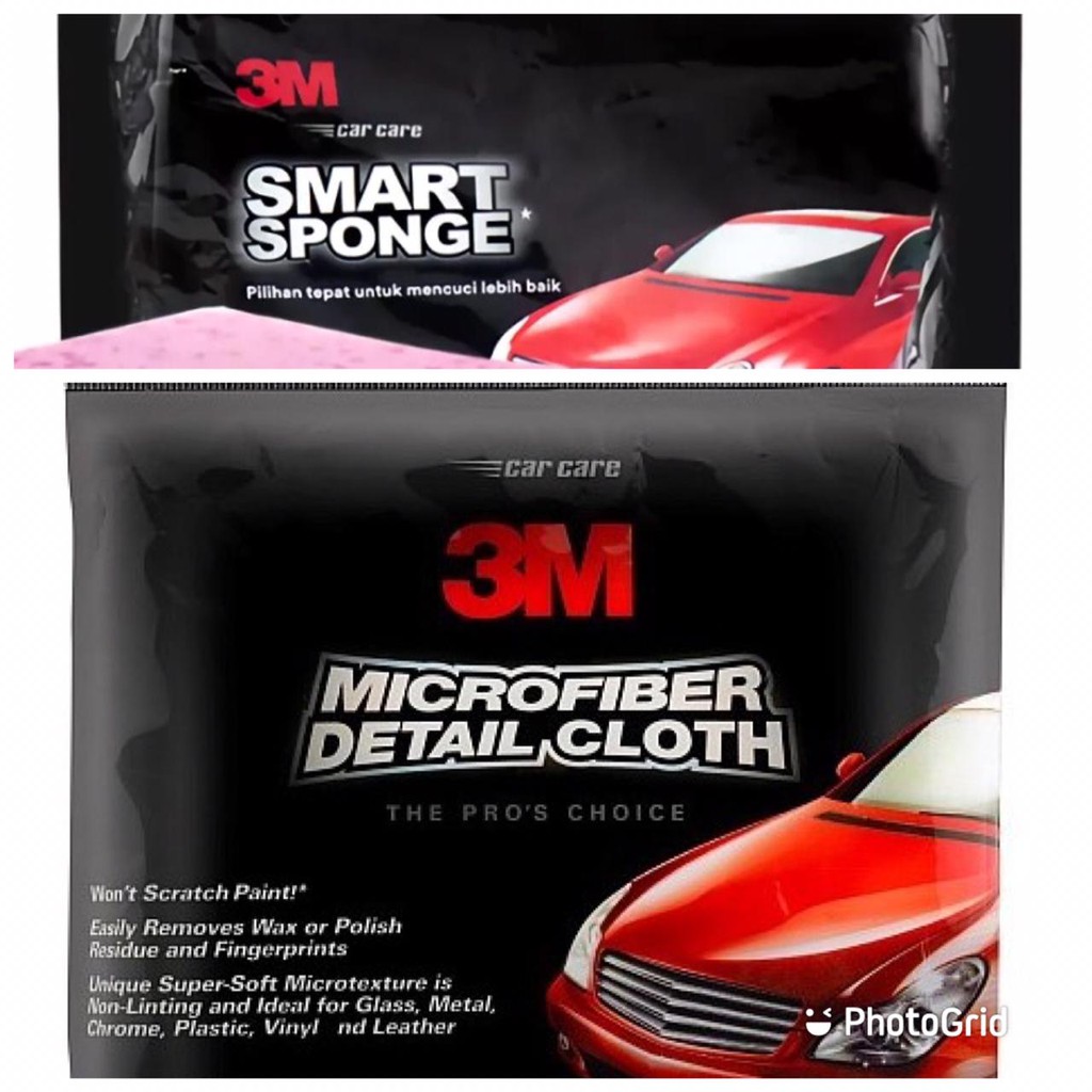 3M Paket Cuci Mobil / Motor (Lap Microfiber + Smart Sponge)