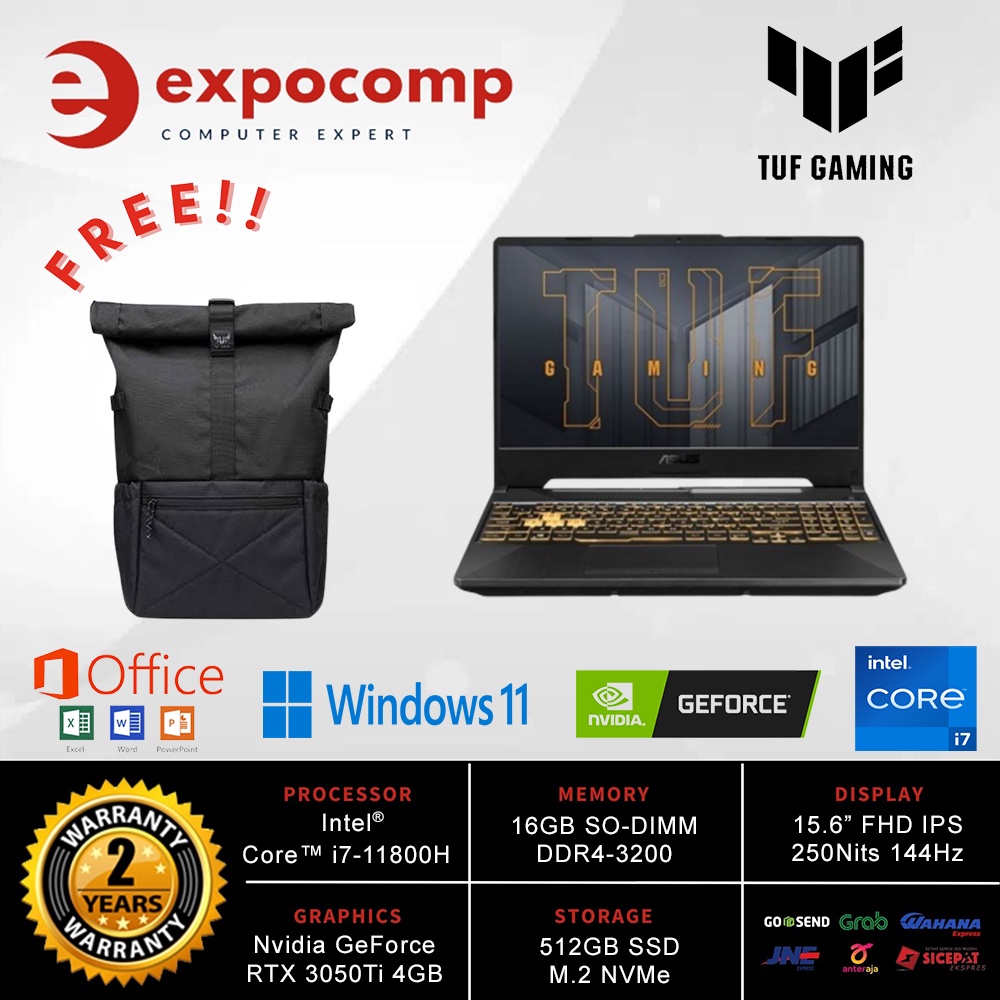 ASUS TUF GAMING F15 FX506HE-I7R5B6T-O11 BLACK CORE i7-11800
