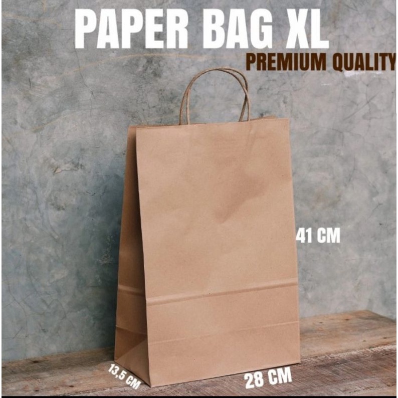 

PAPER BAG XL POLOS TALI KERTAS 28 x 13.5 x 41 cm
