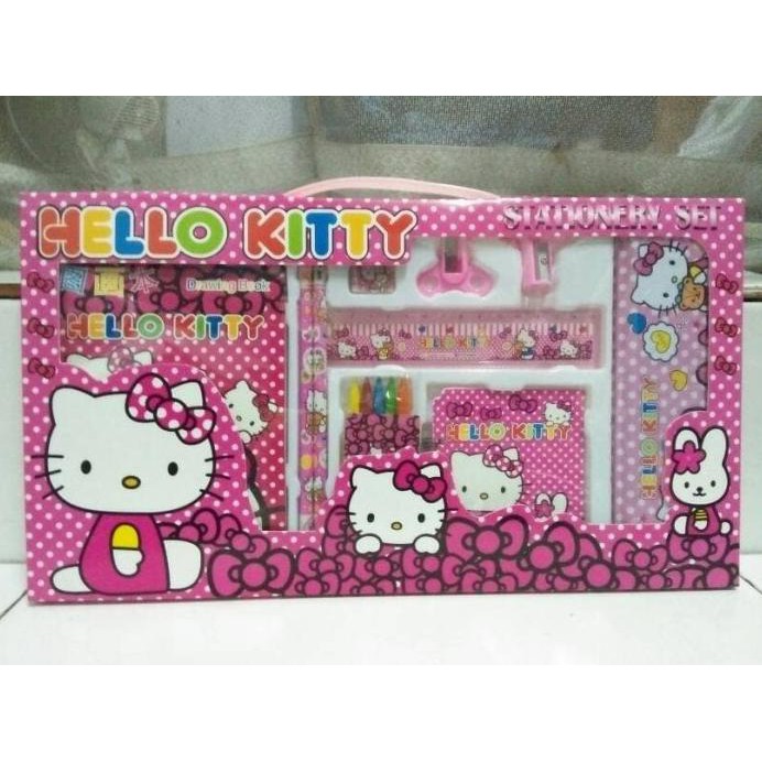 

1 set perlengkapan hello kitty / alat tulis karakter hk / sekolah sry77