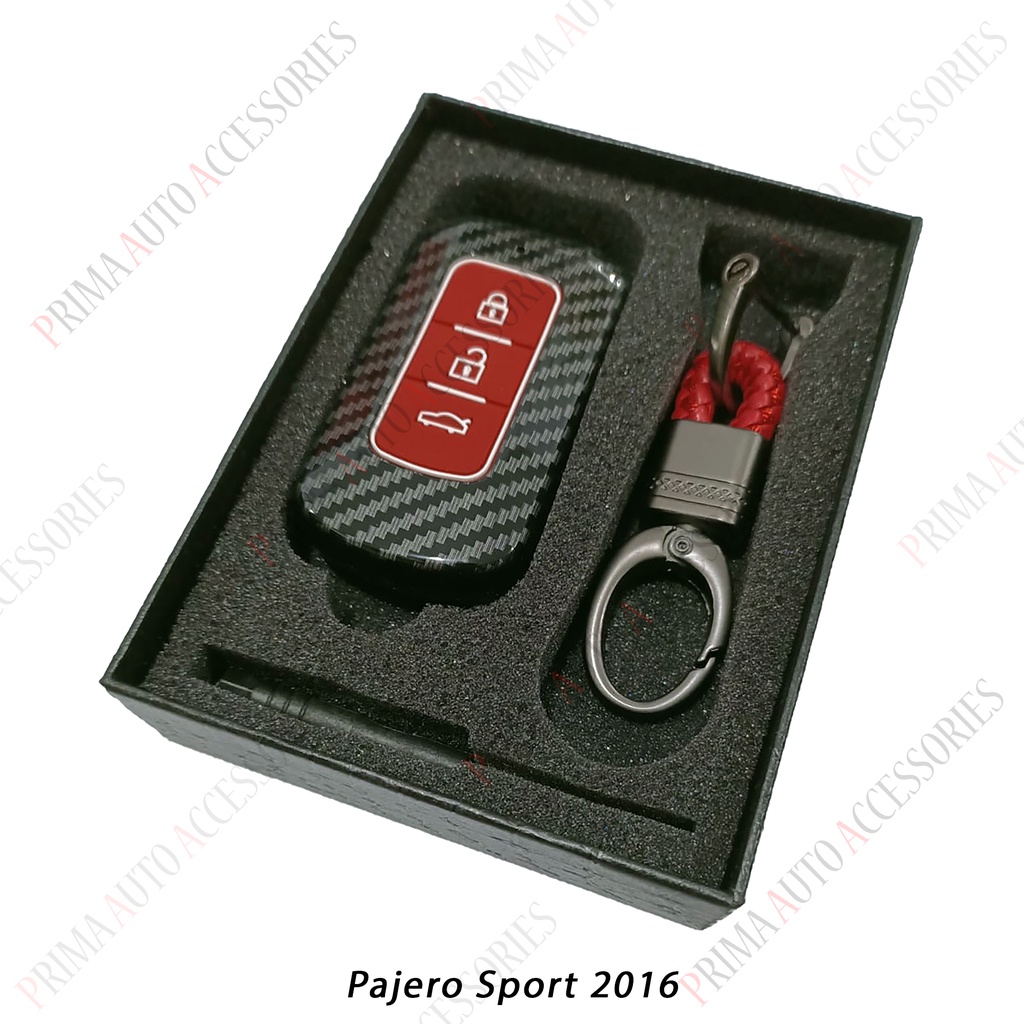 Casing Kunci Remote Mobil Carbon Fiber - Pajero Sport 2016