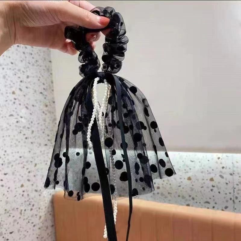 Ikat Rambut with pearl mutiara Scrunchie Daisy Satin Mutiara Silk Pony Tail-Mut. Htm