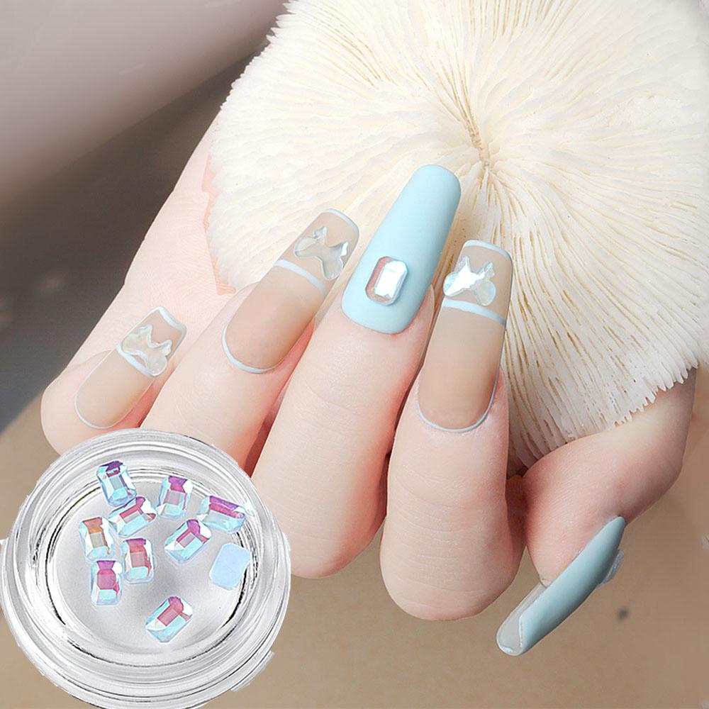 Mxbeauty 3D Nail Art Berlian Pesona Indah Persegi Datar-Bawah Berlian DIY Nail Art Dekorasi