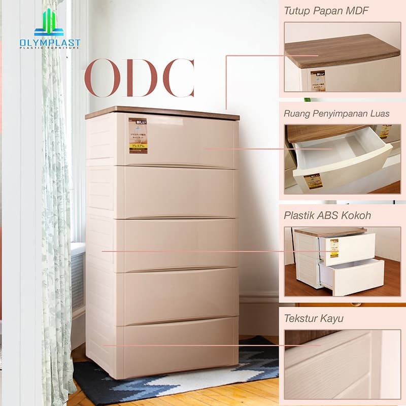 Lemari Pakaian Plastik Olymplast Drawer Cabinet Tempat Penyimpanan ODC 05 M Olymplast Original ODC 5