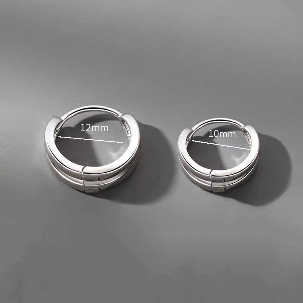 Needway Pria Hoop Earrings Rock Roll Untuk Anak Laki-Laki Multi-layer Bulat Lingkaran Lingkaran Ganda Geometris Hip Hop Telinga Studs