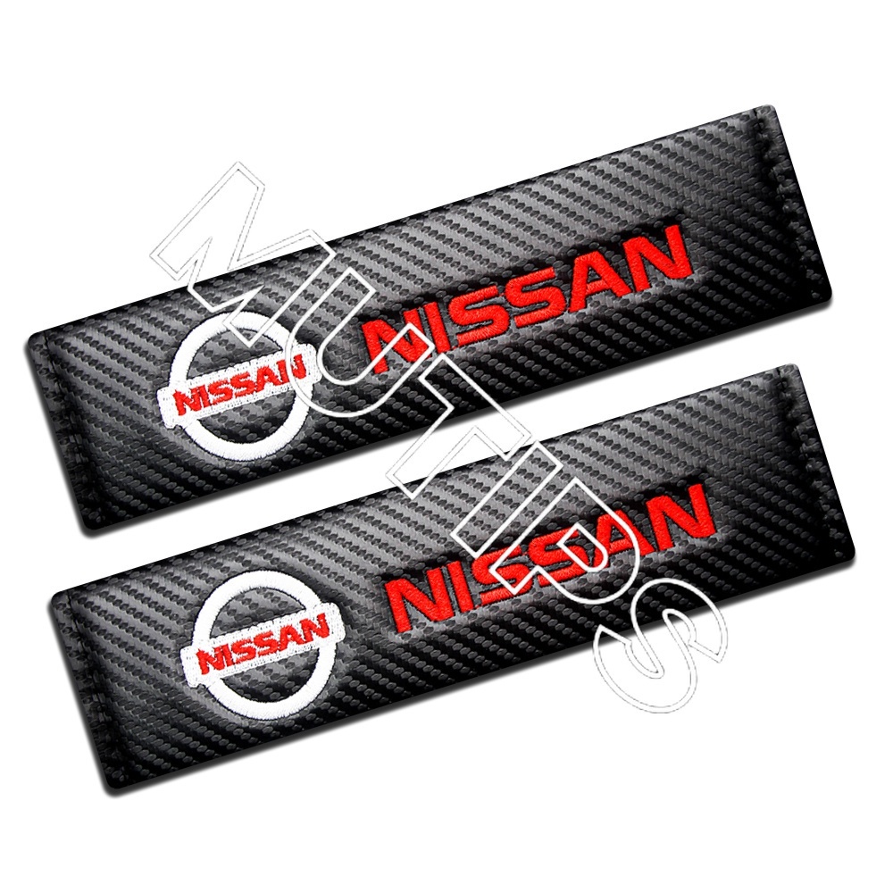 Nissan 2pcs Cover Sabuk Pengaman Mobil Bahan Carbon Fiber Untuk March Juke Skyline Terrano Gtr Livina Serena Xtrail t31 t30