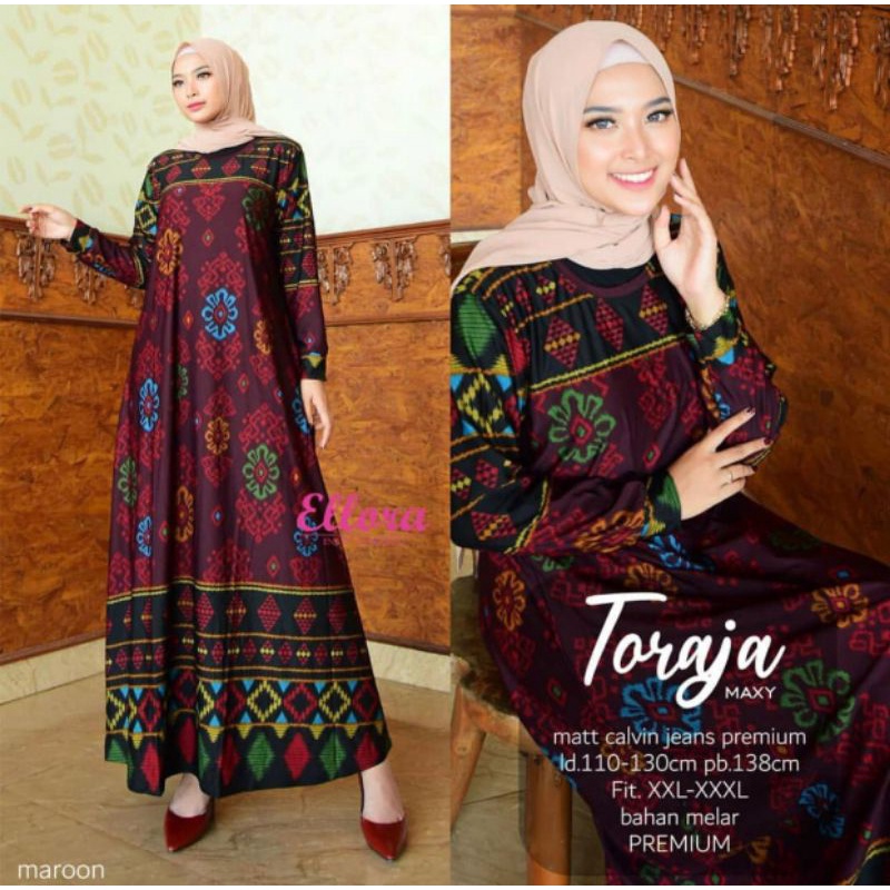 Raqila Dress - LD100-110 / Gamis Calvin Jeans Terbaru BATIK / Toraja Maxy / R.24 - 022-5999 / R.24 - 023-5465