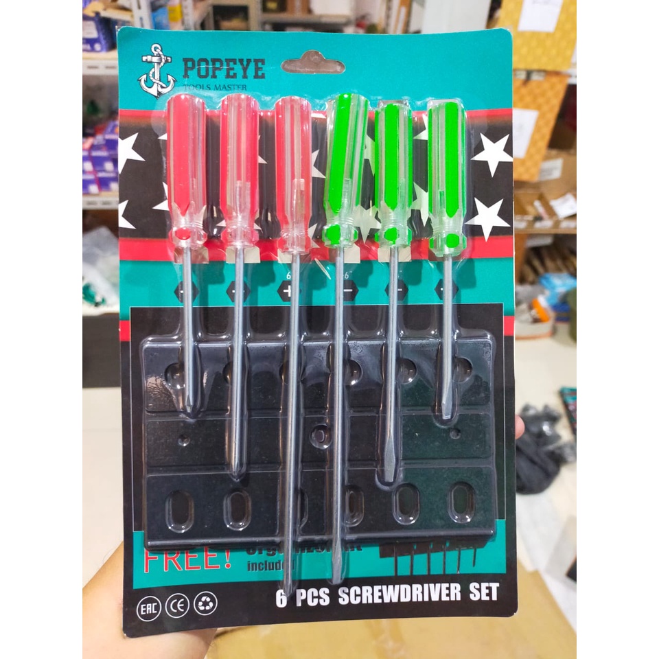 OBENG RADIO SET 6 PC OBENG + / - SCREWDRIVER SET-TERLARIS POPEYE