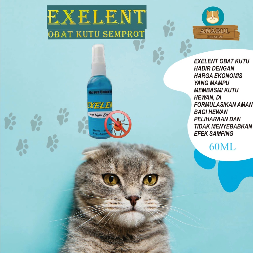 OBAT KUTU SEMPROT HEWAN 60ML EXELENT COCOK UNTUK KUCING DAN ANJING AMAN TERJILAT