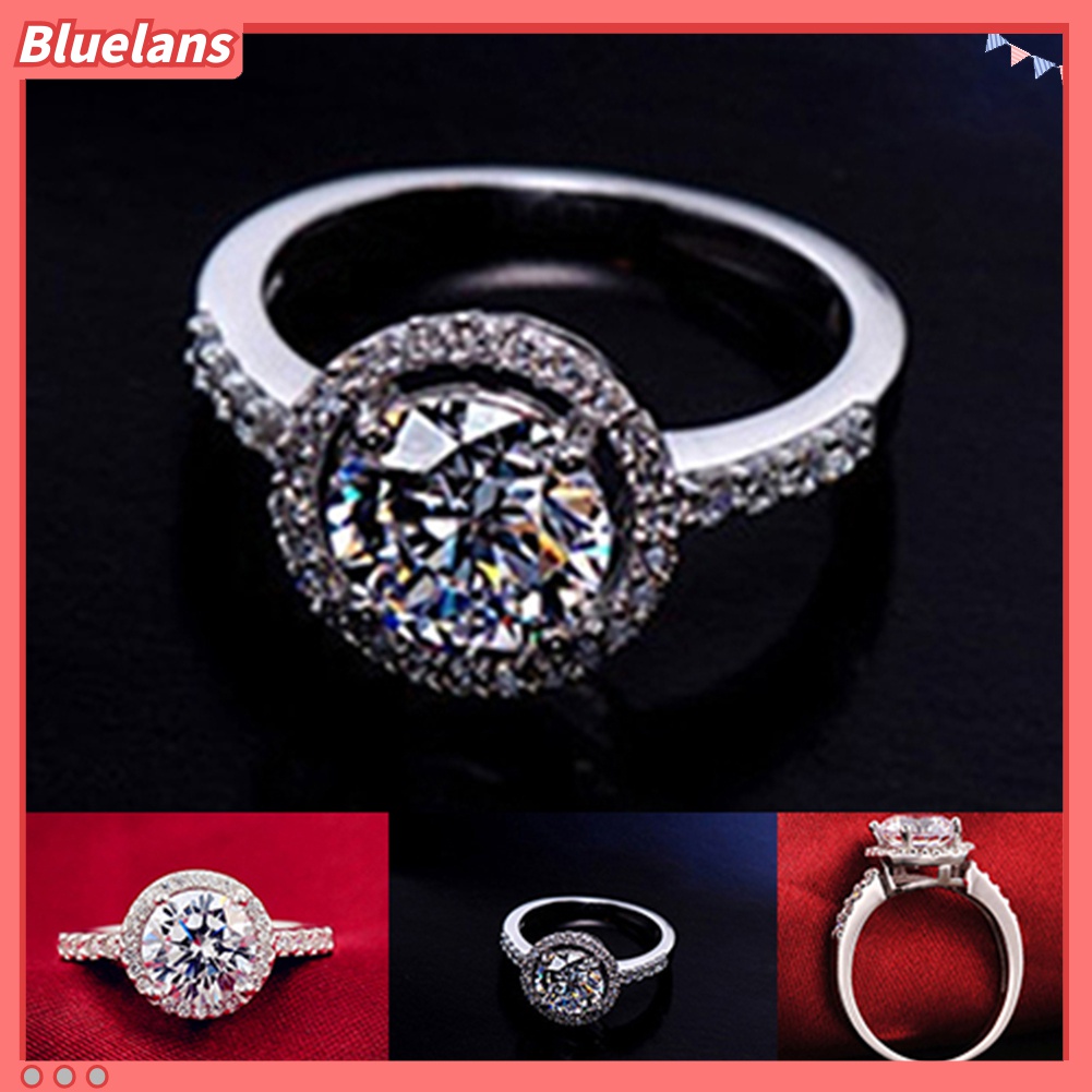 Cincin Kubik Zirkonia Bahan 925 Sterling Silver Ukuran 6-10 Untuk Pernikahan