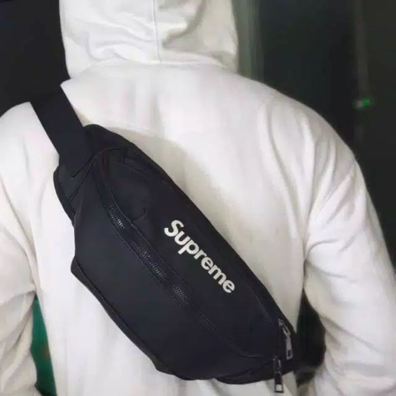 TAS WAISTBAG SUPREME HITAM SS18 PREMIUM / TAS SLEMPANG