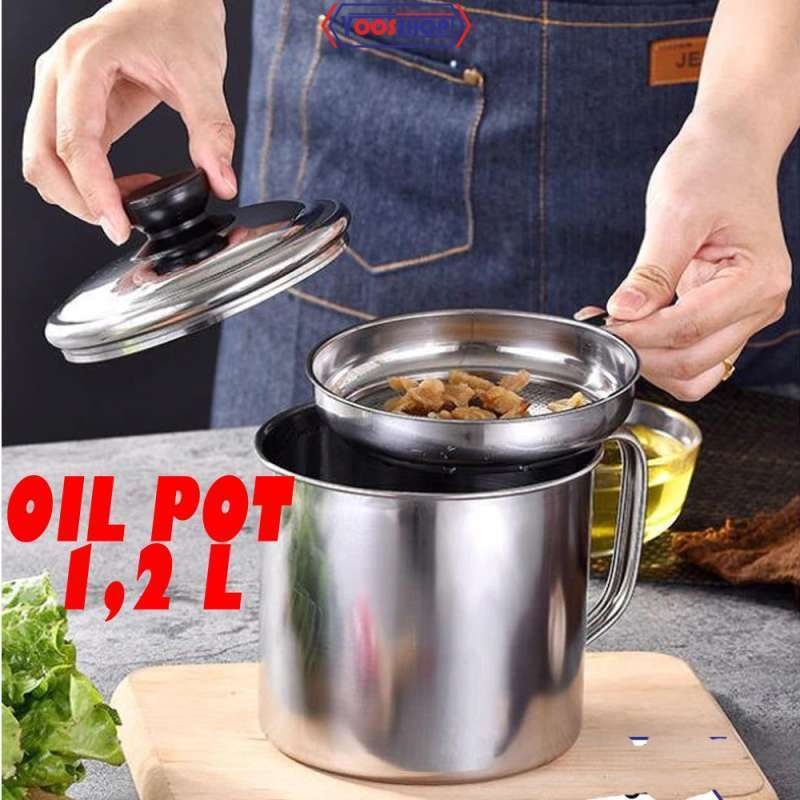 

oil pot stainlles minyak goreng 1,2 liter/wadah minyak goreng