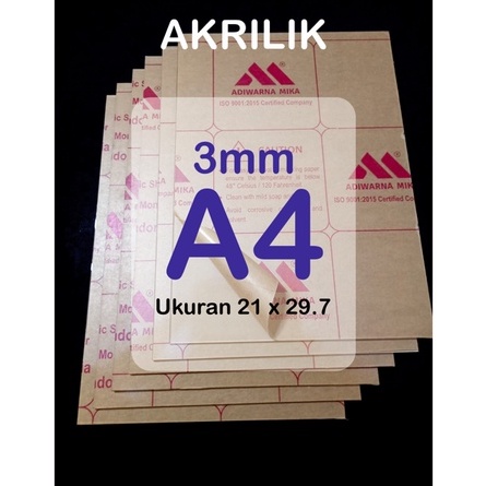 AKRILIK lembaran 3mm A4 / Akrilik bening / Acrylic