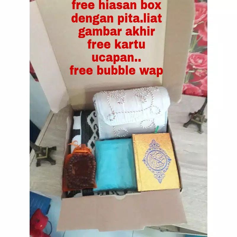 PAKET MUKENA+SAJADAH TURKEY+HIJAB+ALQURAN+TASBIH TILE99 murah