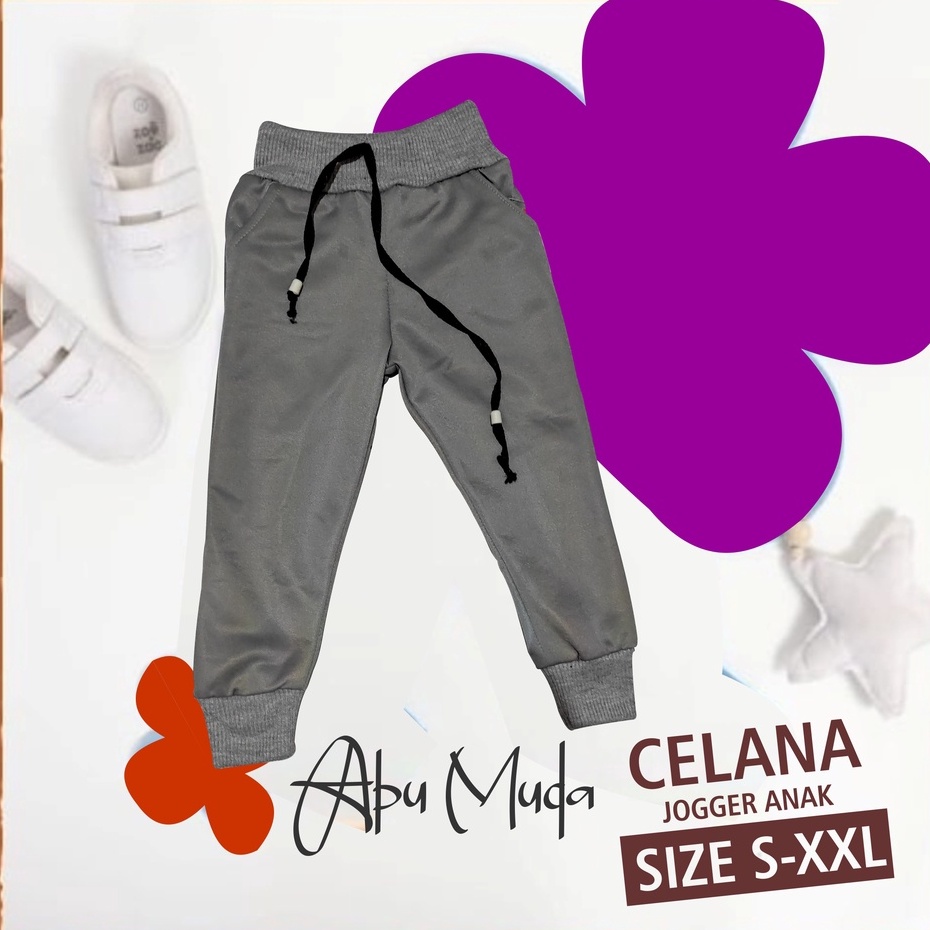 CELANA ANAK SANTAI PANJANG TRAINING JOGGER PREMIUM OLAHRAGA LAKI LAKI COWOK PEREMPUAN USIA 1-14TAHUN MOTIF POLOS BAHAN LOTTO