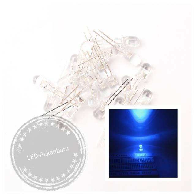 2PCS LED 5MM BIRU TRANSPARAN ROUND HEAD 3V