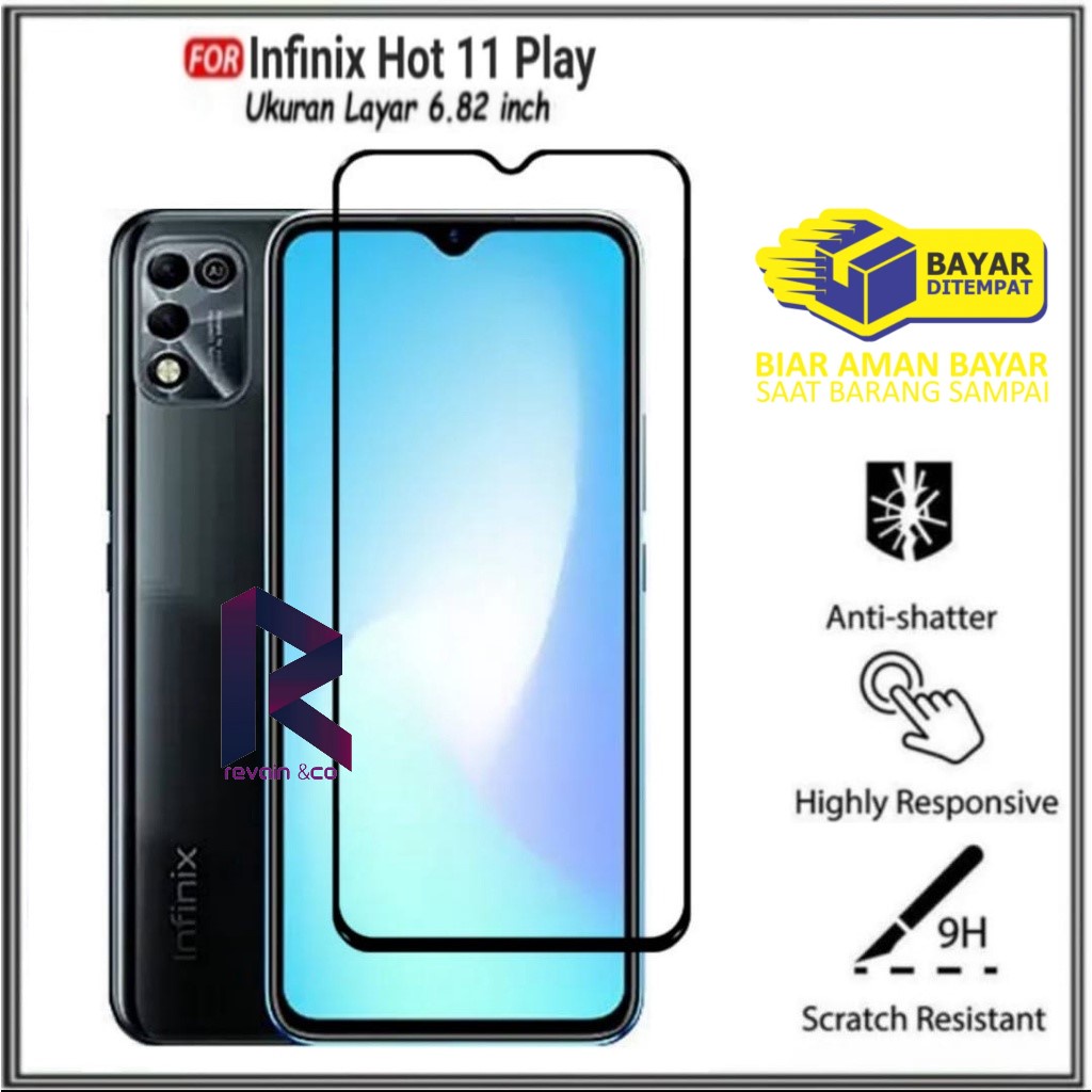 NEW INFINIX HOT 11 PLAY TEMPERED GLASS FULL LAYAR KUALITAS PREMIUM ANTI GORES FULL SCREEN PELINDUNG LAYAR INFINIX HOT 11 PLAY