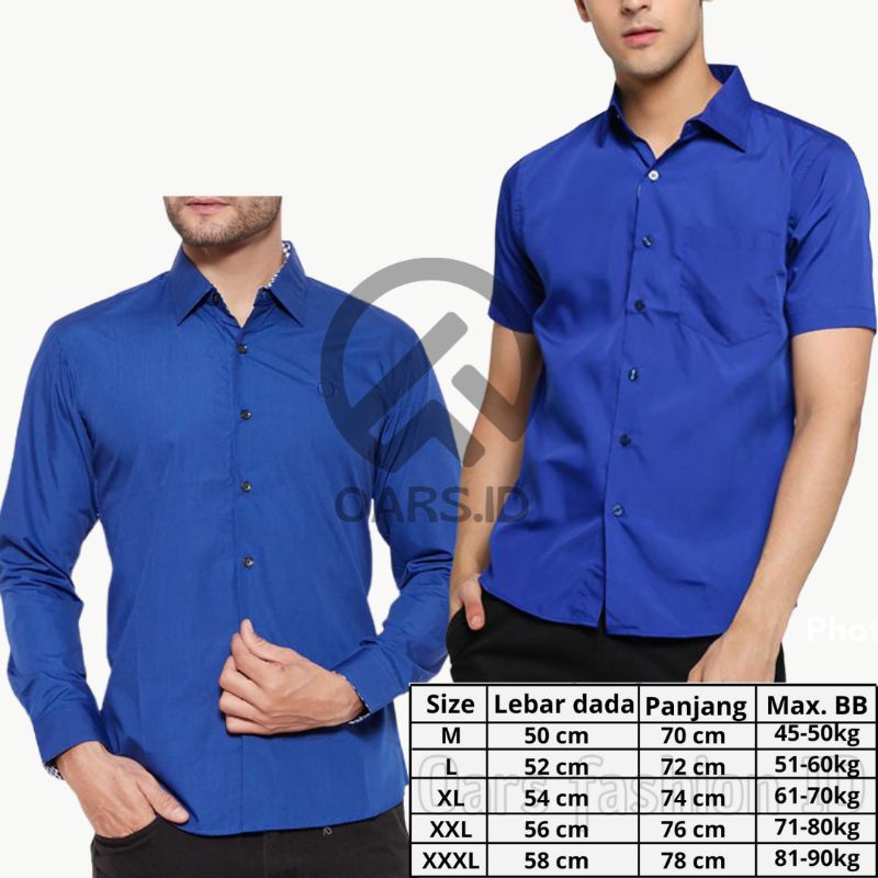 kemeja pria lengan panjang dan pendek polos biru bca murah slimfit jumbo - hem pria polos