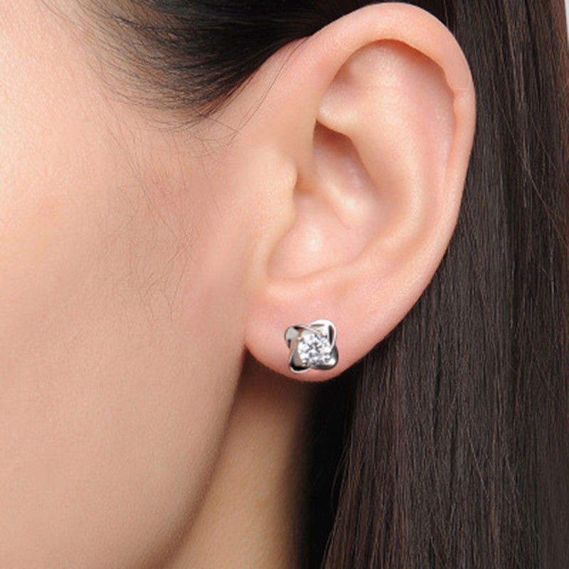 925 anting perak sterling anting-anting wanita dengan perhiasan fashion berlian