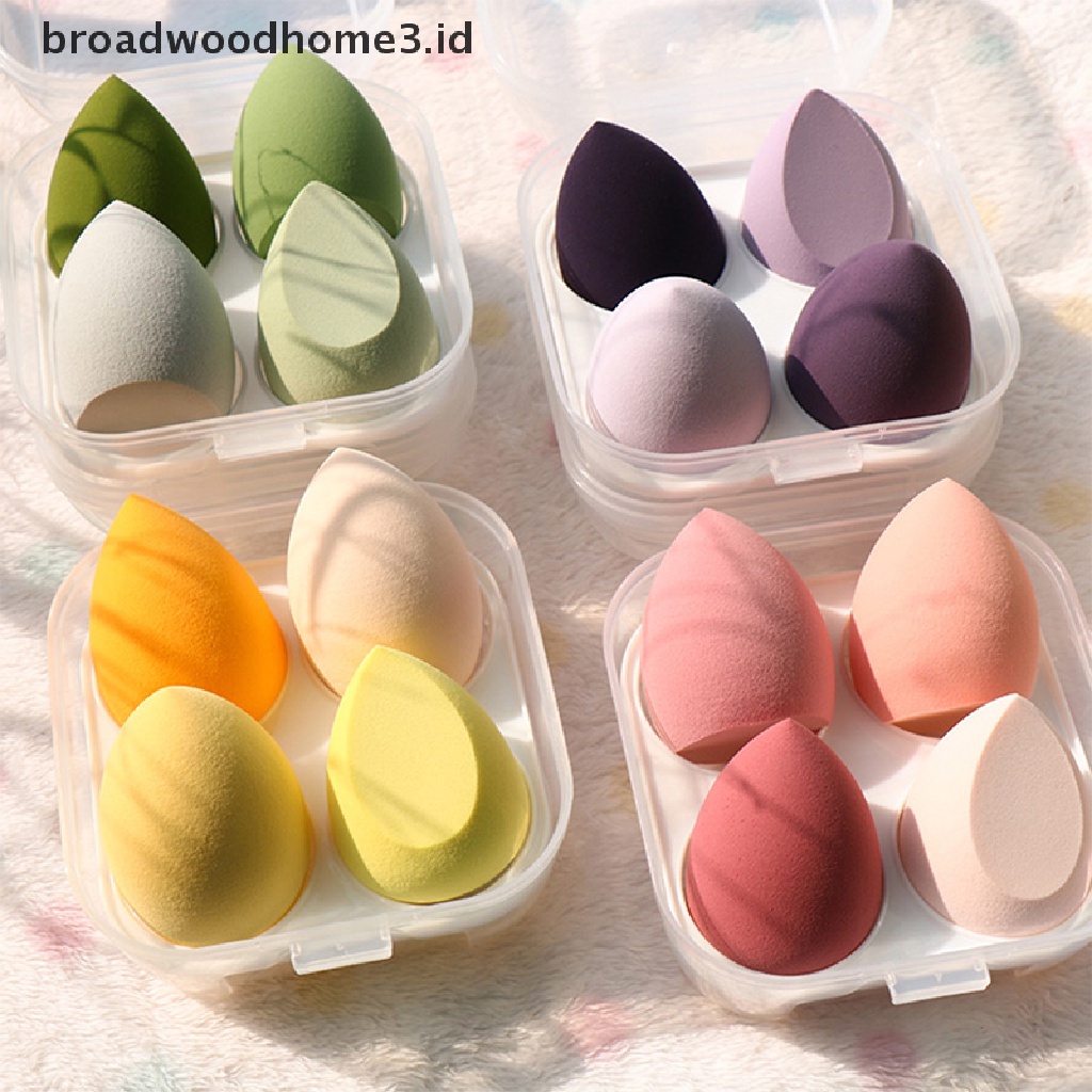 4pcs / Kotak Spons Beauty Blender Untuk Foundation / Bedak