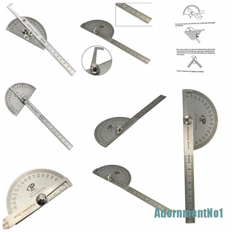 (AdornmentNo1) Busur Derajat Pengukur Sudut 0-180 Derajat Bahan Stainless Steel Ukuran 100mm