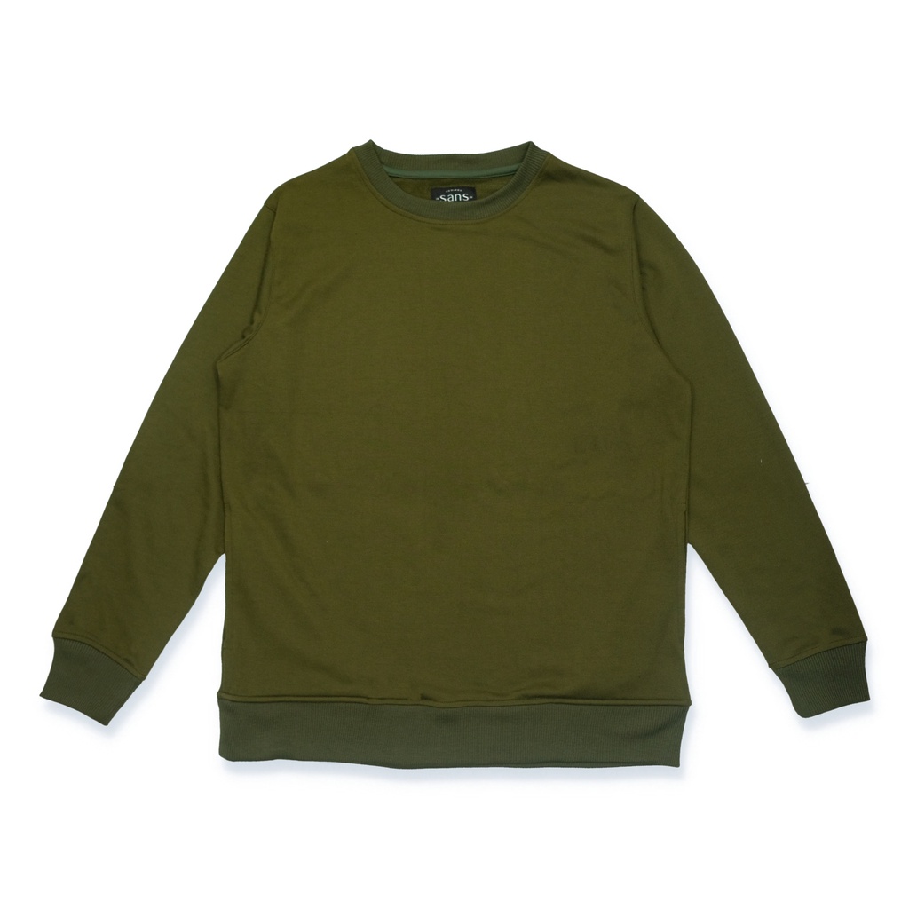 SANVANINA Sweater Crewneck Polos Basic Pria Wanita Army Green C-01G