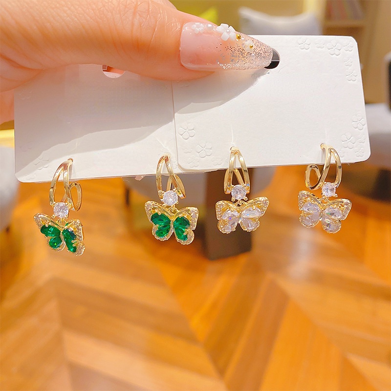 Anting Liontin Kupu-Kupu Bahan Zirkon