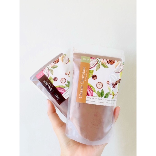 Organic&amp;Joy •Bubuk Coklat Murni Dark dan Classic (tanpa gula/susu/creamer, bubuk coklat murni 100%, bisa untuk baking/kue/makanan/minuman/masker/dll)