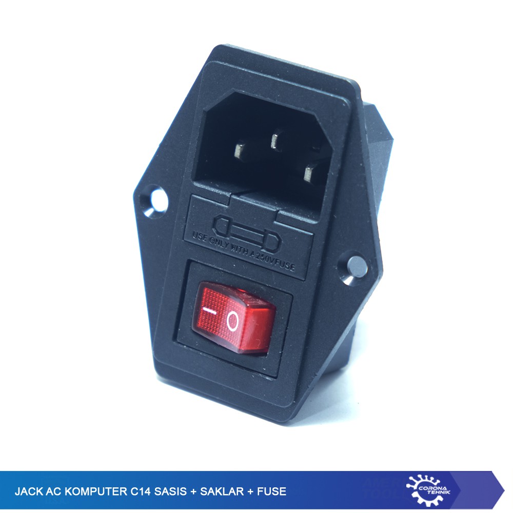 Jack AC Komputer C14 Sasis + Saklar + Fuse