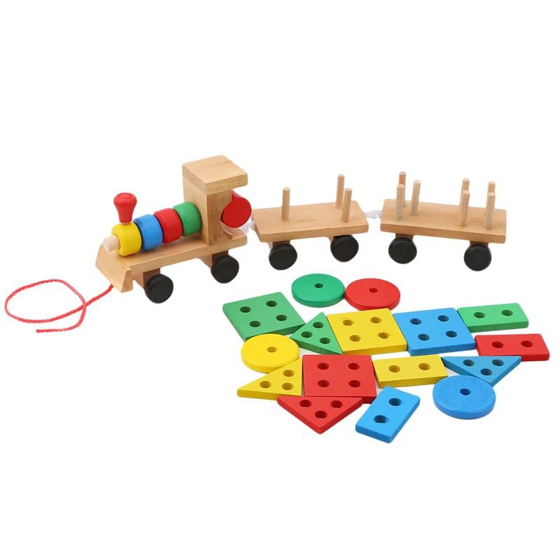 Wodden Shape Matching Train Mainan Balita Wooden Toys Mainan Kayu Puzzle Kayu Anak Matching Shape Mainan Balok Kayu