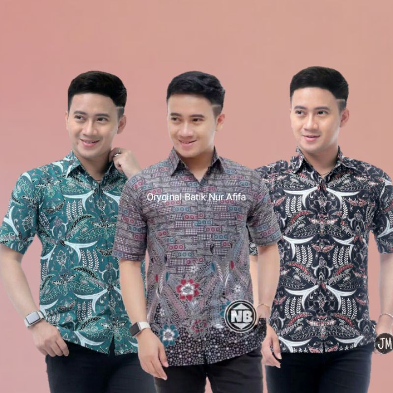 022 Zahira Batik HRB026 Kenongo Hem Kemeja Batik Pria Lengan Pendek  Katun