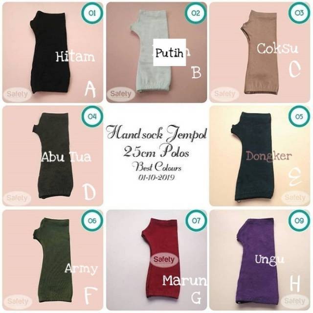 Handsock Jempol Safety Polos Pendek 1 Warna