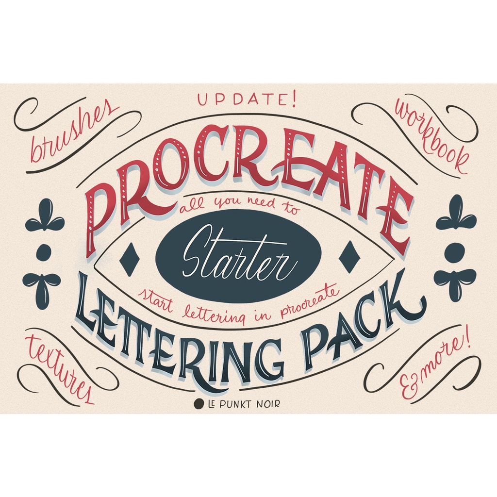Procreate Brush - Procreate Lettering Starter Pack with Workbook &amp; Texture Paper