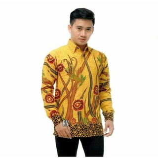 Batik Pria Lengan Panjang Premium BATIK AZMIL HRB026 motif KERATONAN Kode 002 size M L XL XXL