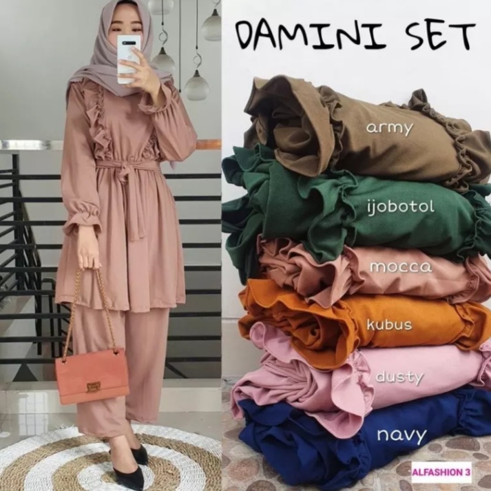 TUNIK SET ATASAN+CELANA ONE SET DAILY ADIRENA REMPEL SETELAN