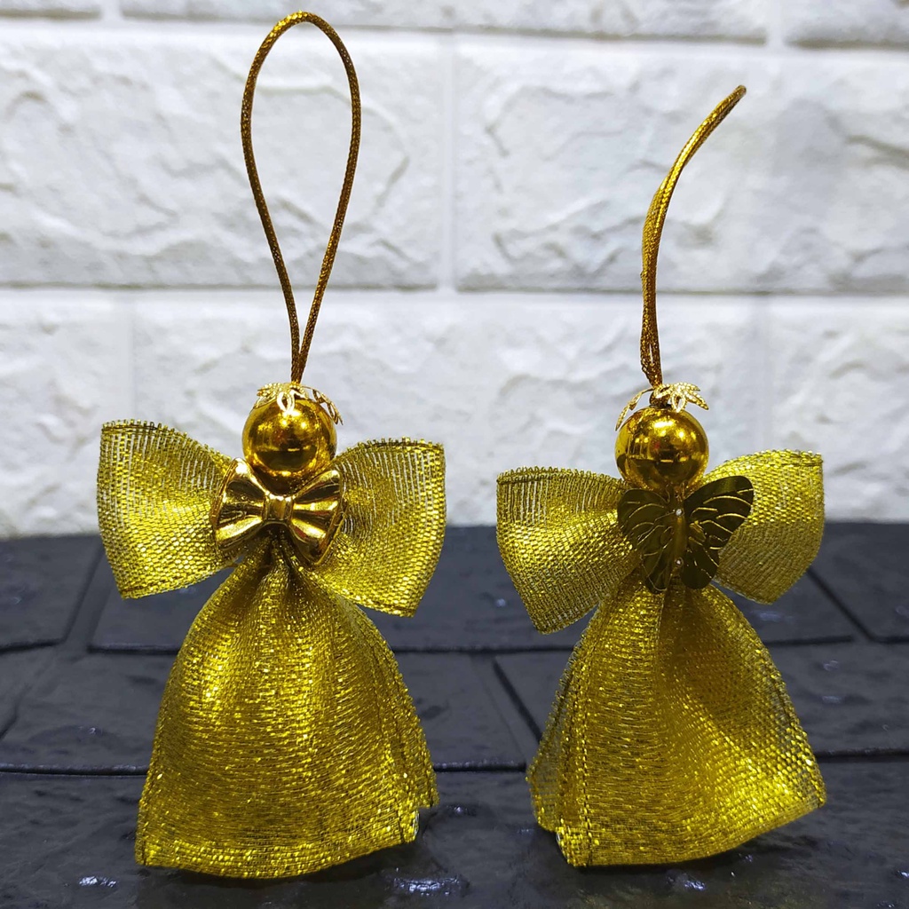 (1 pcs ) Standing Golden Angel - Gantungan Hiasan Dekorasi Pohon Natal