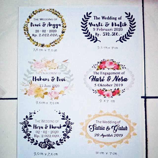 Set Nama untuk Nikah/Engagement pakai stiker transparan atau cetak biasa