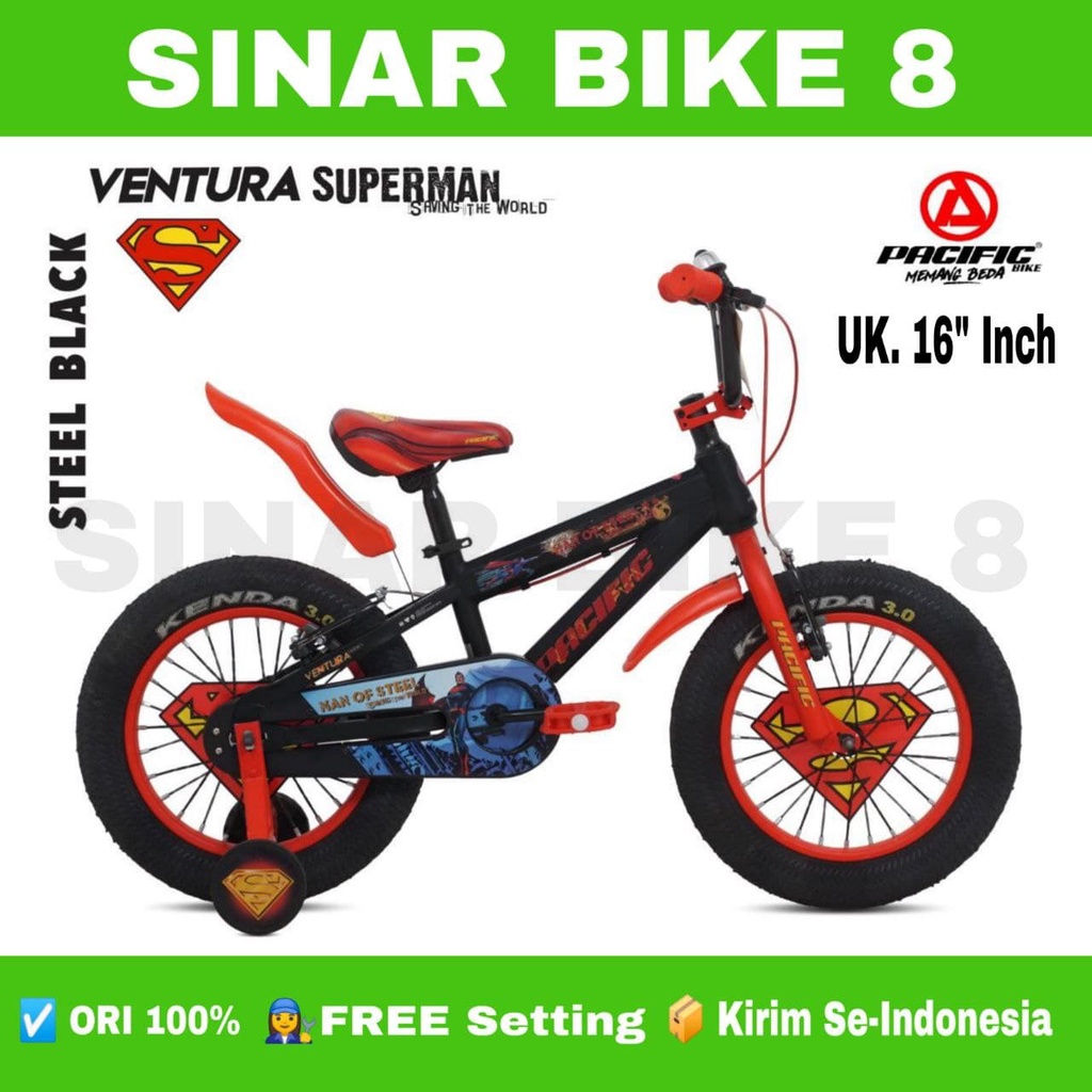 Sepeda Anak Laki Bmx PACIFIC  Ukuran 12&quot; 16&quot; &amp; 18 Inch VENTURA SUPERMAN Ban Jumbo