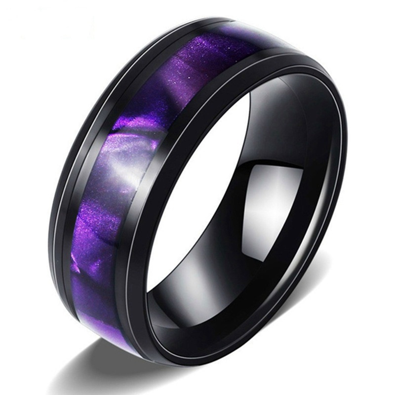 Cincin Desain Butterfly Amethyst Bahan Titanium Steel Untuk Pria Dan Wanita