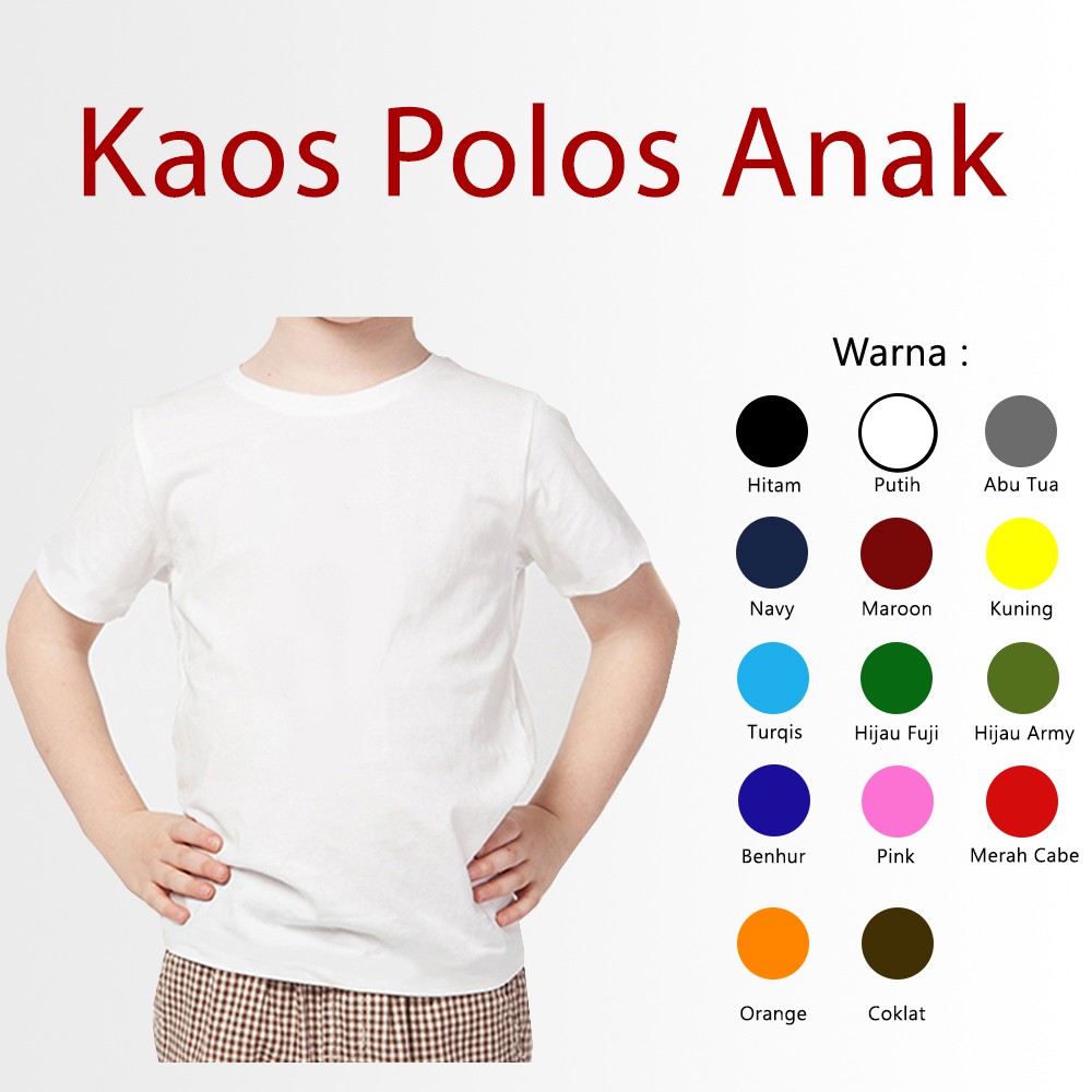  Kaos  Polos  Anak  Soft Cotton Combed  30S  Shopee Indonesia