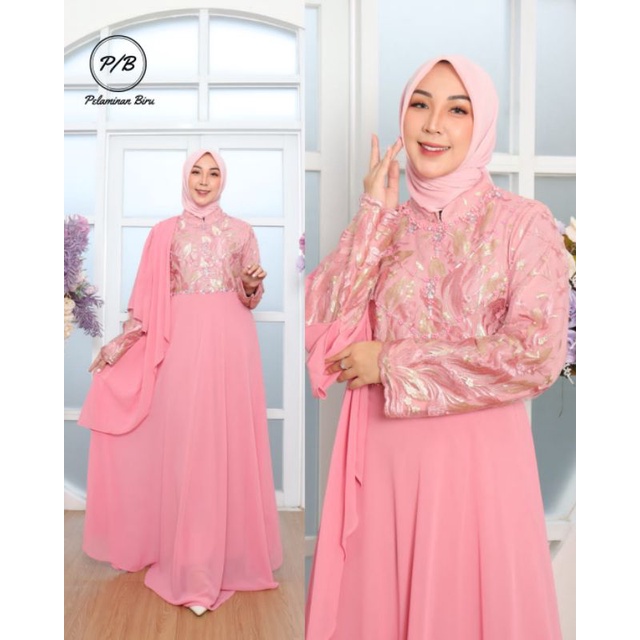 Gamis Twotone Bordir Payet Original Butik