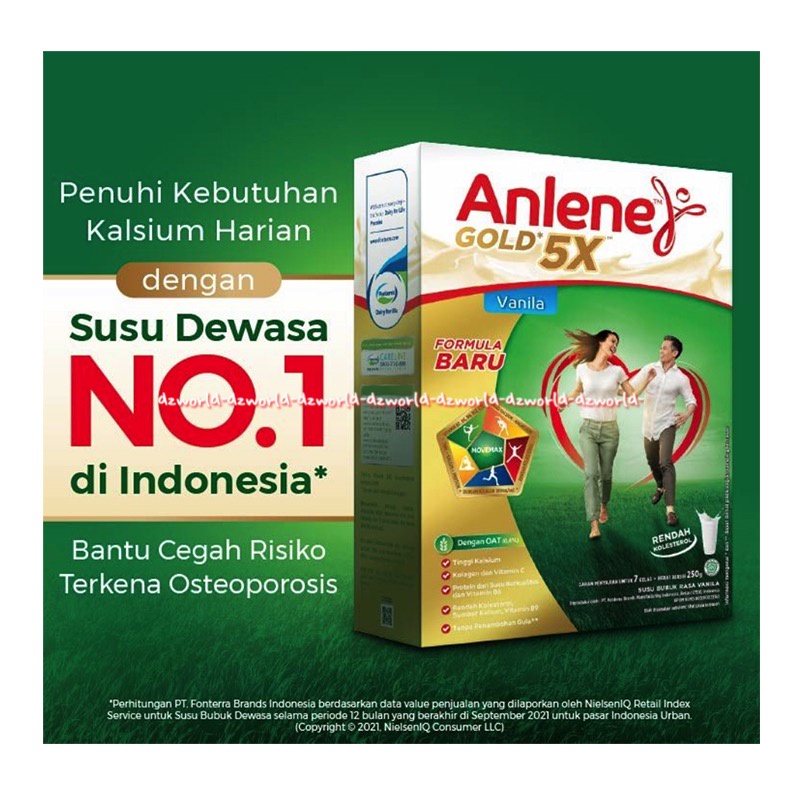 Anlene Gold Plus 250gr Coklat Vanila Susu Anline Susu Tinggi Kalsium Untuk Usia 50tahun Anlen Golden Gold + 50+ Rasa Vanilla Cokelat 250 gr