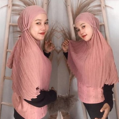 Hijab Bergo Maryam PLISKET PADI premium jilbab maryam pleated full Lidi padi cerutty premium-4