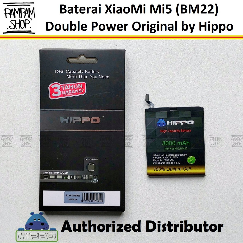 Baterai Hippo Double Power Original XiaoMi BM22 Mi5 Pro Prime Batre Battery Batrai Dual Handphone HP