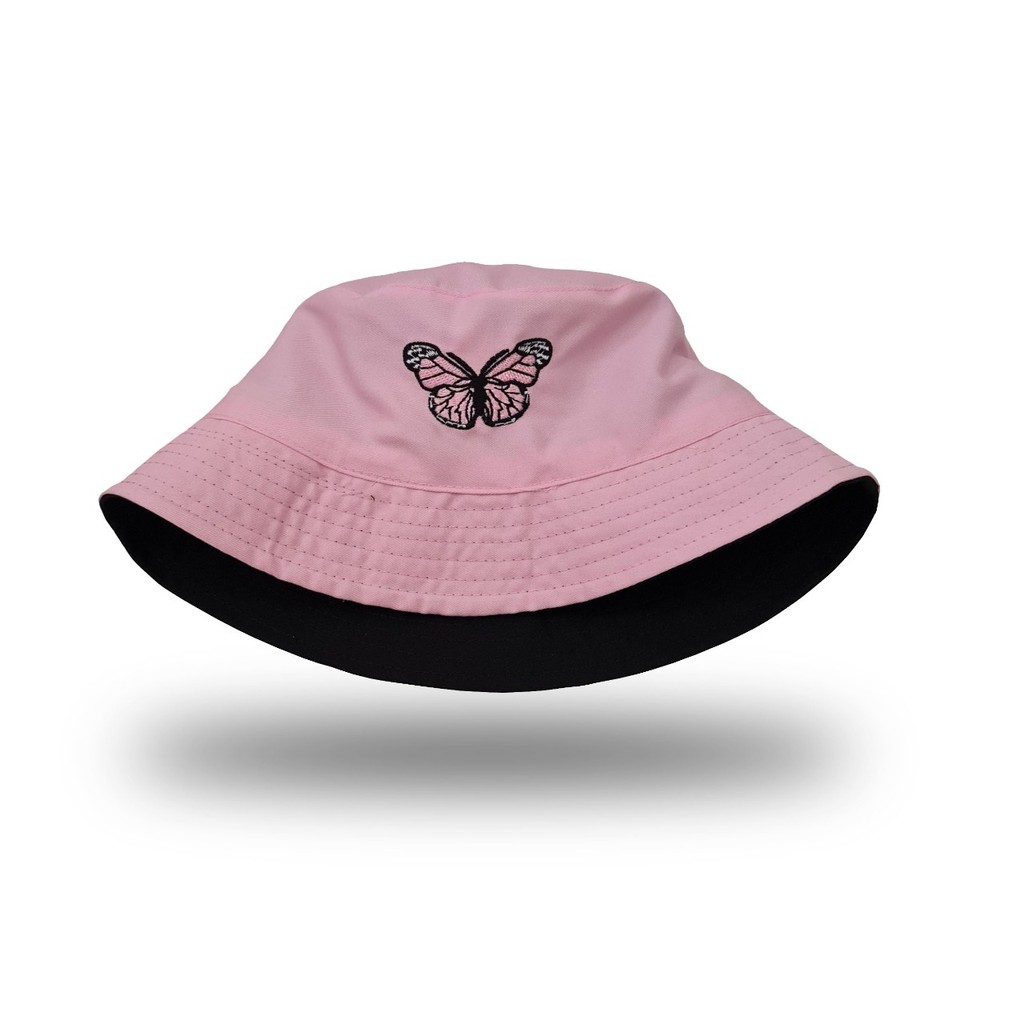 Topi bucket hat bordir Butterfly  / Bucket Perempuan Korea Bordir kupu kupu / Arshila_fashion