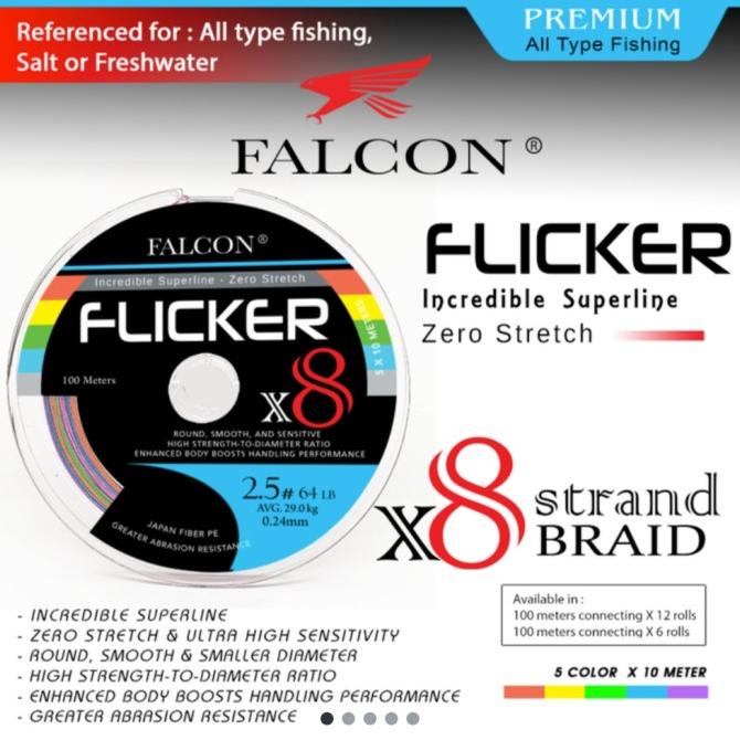 Senar Pe X8 Falcon Flicker Brided Pe