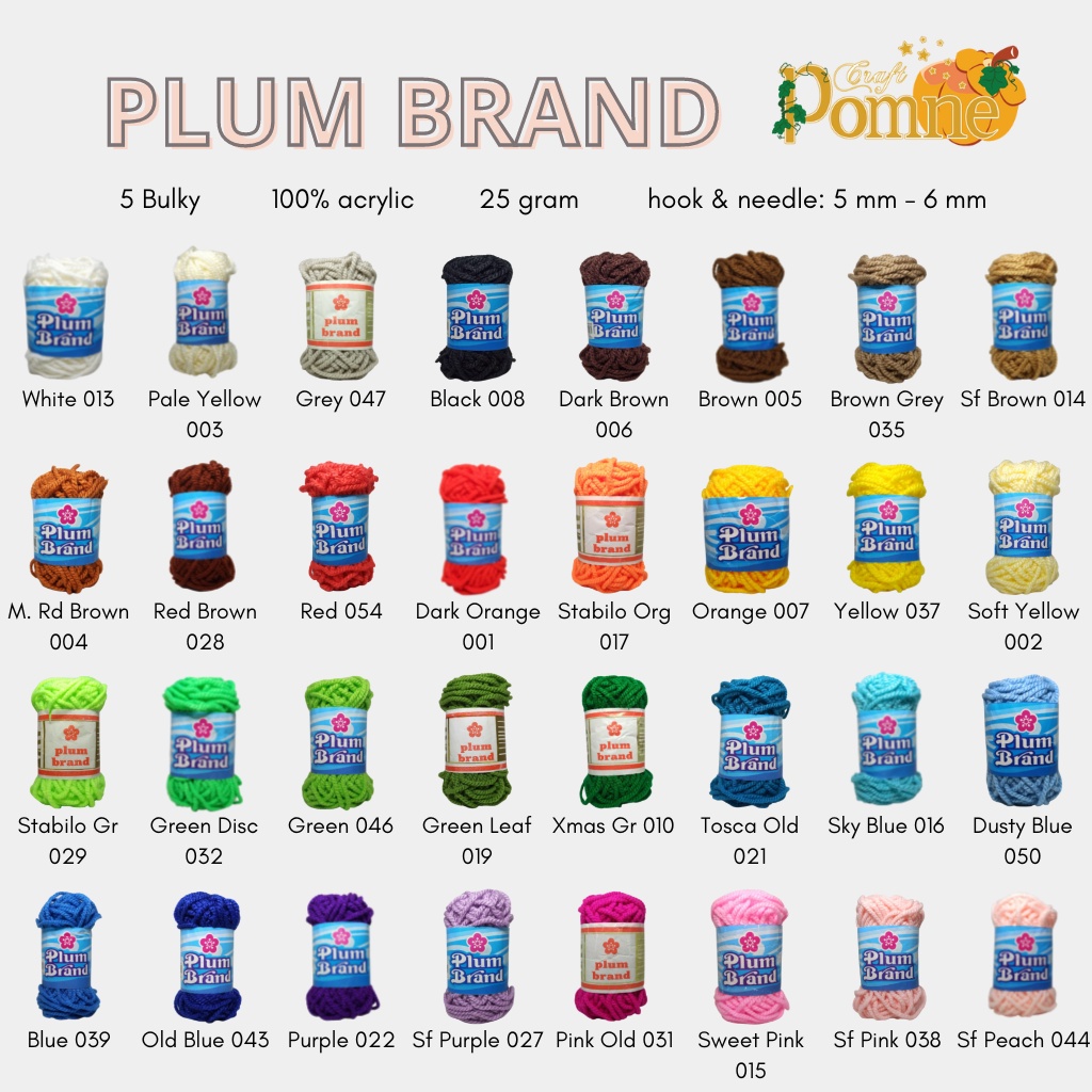 BENANG PLUM BRAND ACRYLIC - Benang Rajut Karpet Akrilik mirip KINLON dan DAHLIA