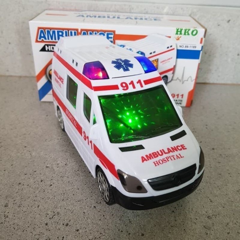 Mainan Mobil Ambulance Bump Go Baterai Ambulan Car Batre Anak Edukatif