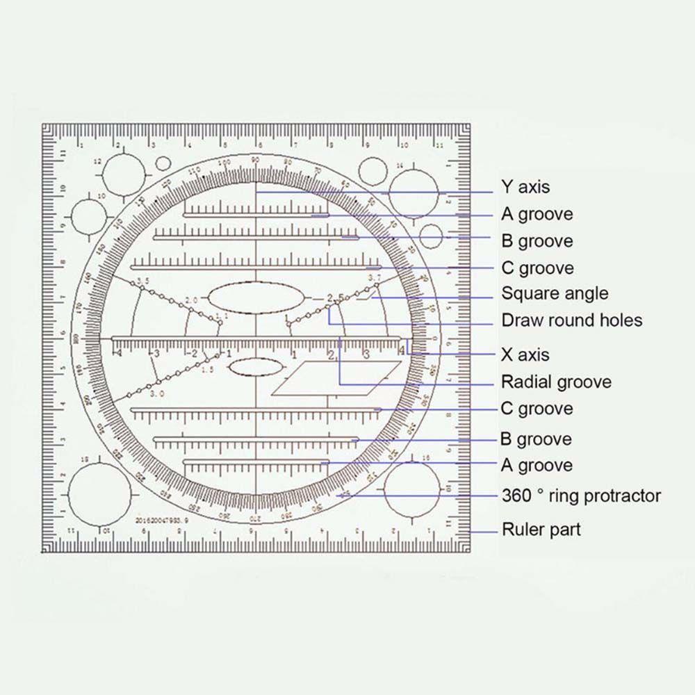 LANFY Children Multifunctional Drawing Ruler Gifts Geometric Drawing Template Springhall Angle Ellipse Students Art Design Ruler Geometric Function School Accessories Arc Shape Circle Maker Drawing Ruler/Multicolor